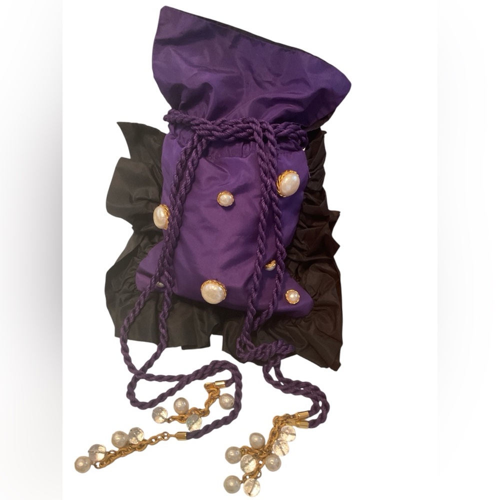 Exquisite vintage Dominique Aurientis silk drawstring evening bag